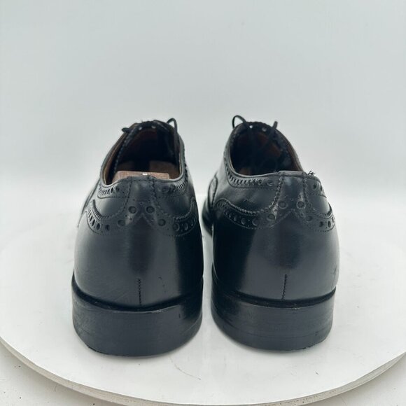 Toscana by Global Super Prime Men US 9.5 Black Leather Wingtip Oxford Shoes - Picture 5 of 12